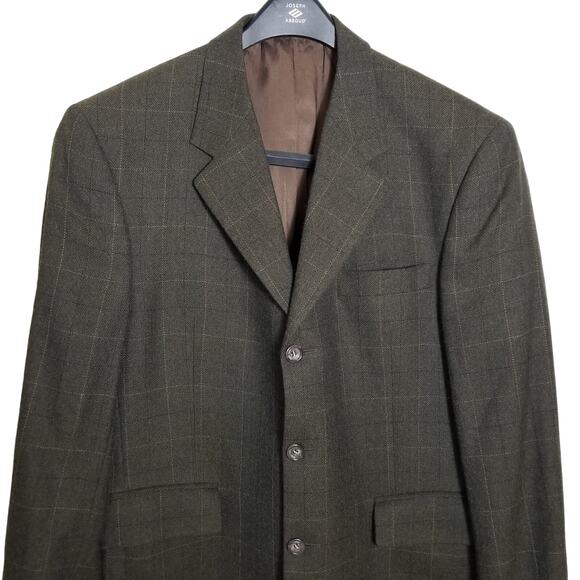 Jos A Bank Windowpane Check Blazer Wool Alpaca Sports Coat Size 40S Short Brown - Picture 6 of 8